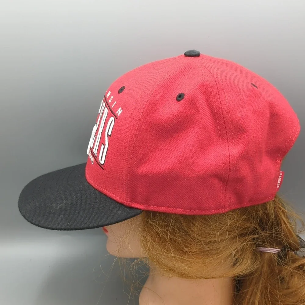 Wisconsin Badgers Hat Cap '47 Brand Block Letter Large Logo Snapback Red OS